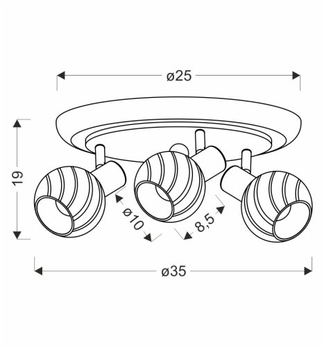 GRANO lampa sufitowa plafon czekoladowy 3x40W E14 klosz biały