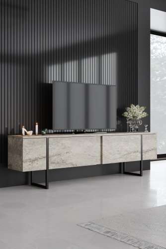 TV stolek Luxe - Travertine, Black
