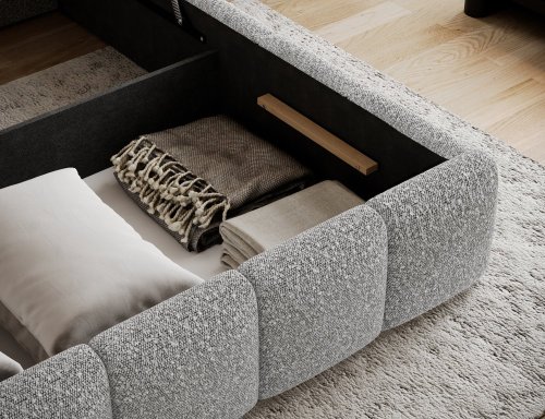 Posteľ Edvige + Drevený rám + Štandardný zdvih + kontajner 180x200