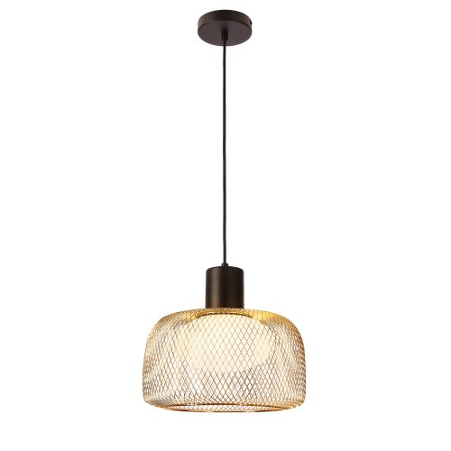 Lampa wisząca Sopra 32 czarno złota z kloszem drucianym nad stół