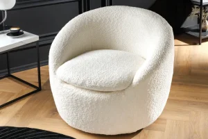 Otočné relaxačné kreslo SALENI bouclé Dekorhome