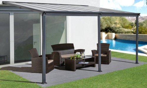 Hliníková pergola 4,96x3 m WALL 53 antracit