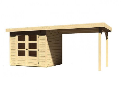Dřevěný zahradní domek s přístavkem 528 x 238 cm Dekorhome - BAREVNÁ VARIANTA: Smrk