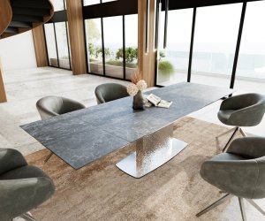 Jídelní stůl Edge 200-300x100 keramika Laminam®Nero Greco antracitová