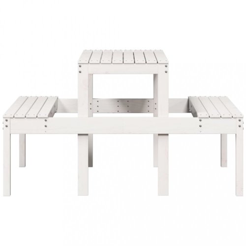 Piknikový stůl bílý 110 x 134 x 75 cm masivní borové dřevo