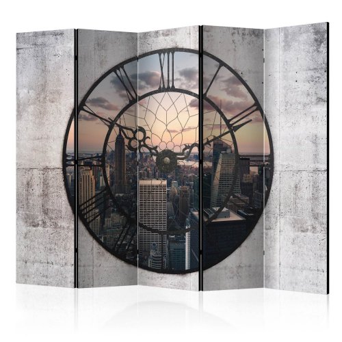 Paraván NYC Time Zone Dekorhome - ROZMER: 135x172 cm (3-dielny)