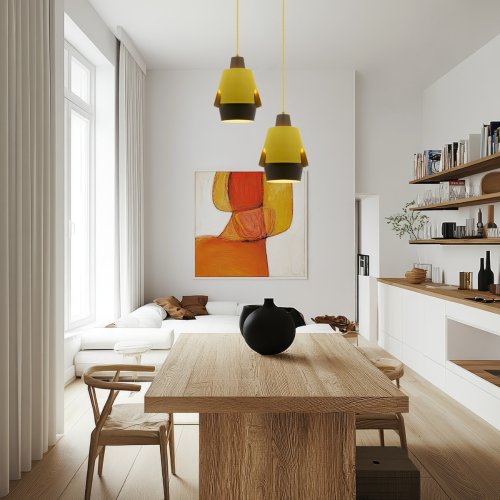 Závesná lampa žltá/sivá E27 Falun Ledea