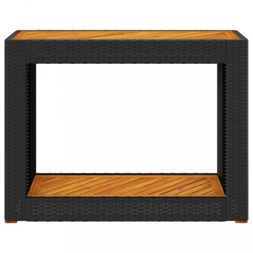 Zahradní stůl s dřevěnou deskou černý 100x40x75 cm polyratan