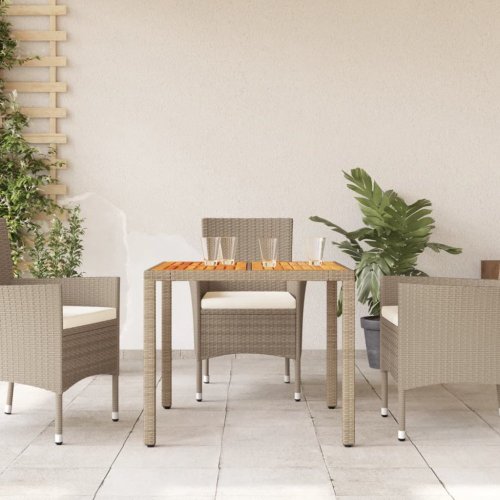 Zahradní stůl béžový 90 x 90 x 75 cm polyratan akáciové dřevo