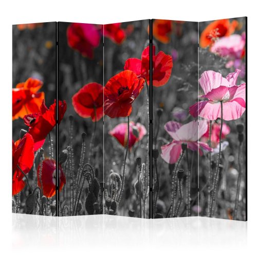 Paraván Red Poppies Dekorhome - ROZMĚR: 225x172 cm (5-dílný)
