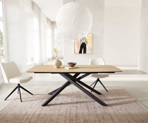 Jedálenský stôl Edge oválny 200x100 keramický Laminam® Sabbia krížová