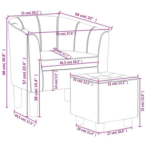 Klubové kreslo s podnožkou Dekorhome