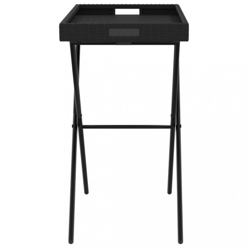 Skládací stůl s podnosem černý 65 x 40 x 75 cm polyratan