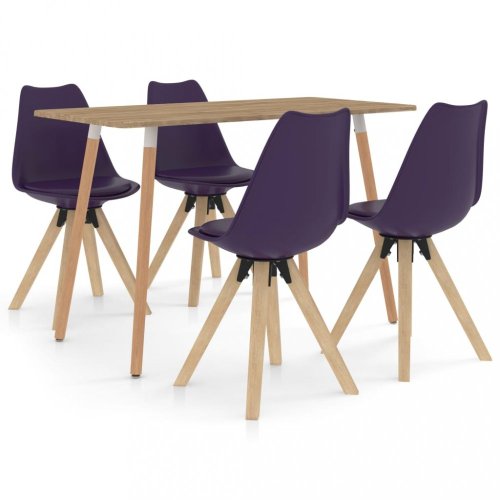 Jídelní set 4+1 buk / umělá kůže / plast Dekorhome