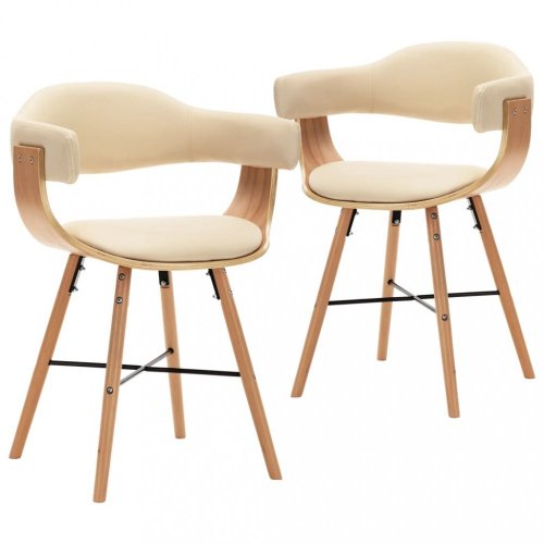 Jídelní židle 2 ks ohýbané dřevo / umělá kůže Dekorhome - BAREVNÁ VARIANTA: Hnědá / krémová