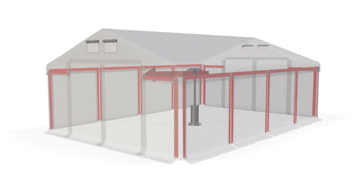 Skladový stan 5x10x2,5m střecha PVC 560g/m2 boky PVC 500g/m2 konstrukce ZIMA PLUS - Barva střešní plachty: Bílá, Barva boční plachty: Bílá, Barva svislých pruhů: Bílá