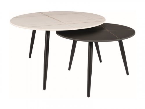 Konferenční stolek 2 ks KORA - BAREVNÁ VARIANTA: Černá / bílá