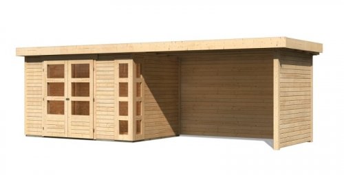 Dřevěný zahradní domek KERKO 4 s přístavkem 280 Dekorhome - BAREVNÁ VARIANTA: Šedá