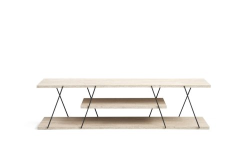 TV stolek Canaz - Black, Travertine