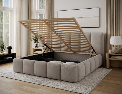 Posteľ Edvige + Drevený rám + Štandardný zdvih + kontajner 160x200