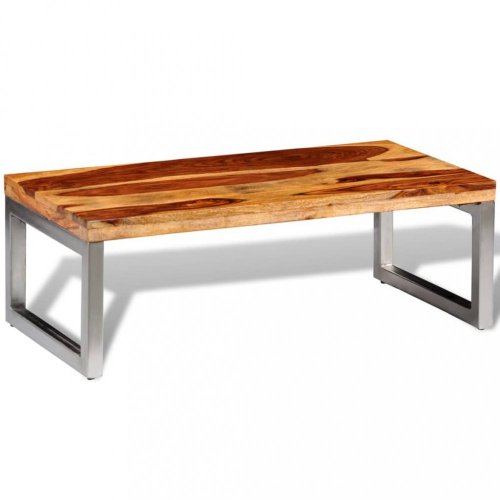 Konferenčný stolík masívne drevo/kov Dekorhome - BAREVNÁ VARIANTA: Mangovník / bílá