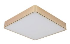 Stropné svietidlo Quattro, štvorcové, mosadzné, 35x35, 18W LED, biele tienidlo 4000K