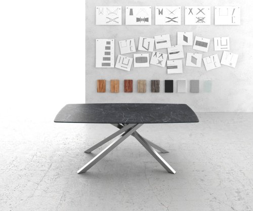 Jedálenský stôl Edge oválny tvar 200x100 cm Laminam® keramika Nero