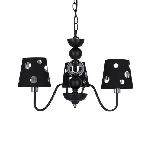 Čierna závesná lampa s lustrom 3xE14 Batley Ledea