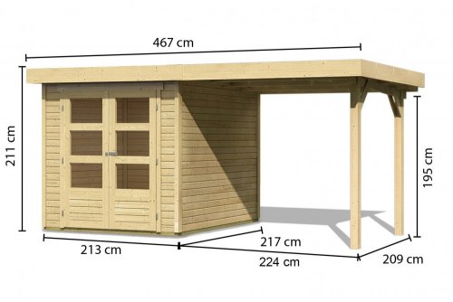Dřevěný zahradní domek ASKOLA 2 s přístavkem 240 Dekorhome