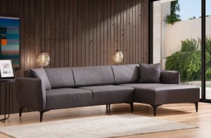 Rohová sedacia súprava / Rohová pohovka Belissimo Right - Dark Grey