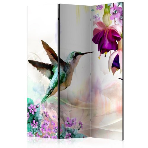 Paraván Hummingbirds and Flowers Dekorhome - ROZMER: 135x172 cm (3-dielny)