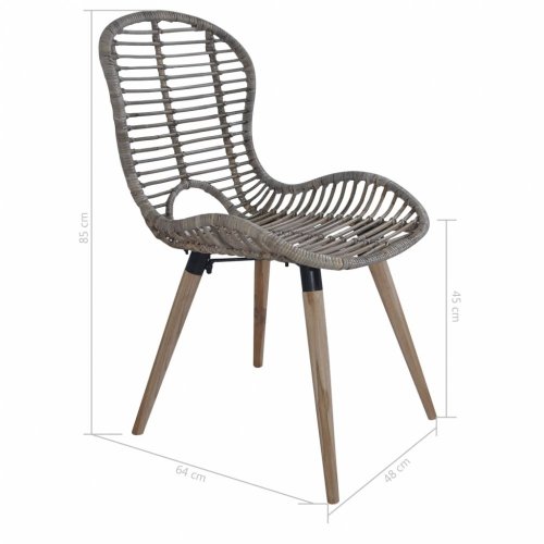 Jedálenská stolička 4 ks ratan / drevo Dekorhome - BAREVNÁ VARIANTA: Hnedá