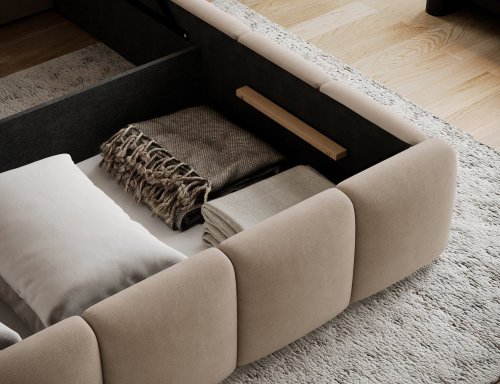 Posteľ Edvige + Drevený rám + plynový piest + kontajner 180x200