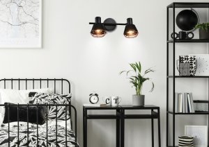 Nástěnná/stropní lampa s černým měděným stínidlem 2xE14 40W Neria