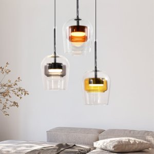 Lampa wisząca Glaxi szklane klosze kolorowe potrójna nad stół 3xGX53