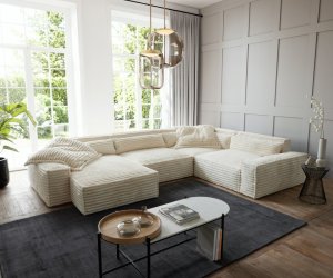 Pohovka ve tvaru "U" Sirpio XL 360x260 cm plyšový manšestr
