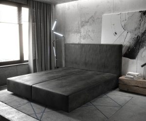Boxspring postel Dream-Well 180x200 cm mikrovlákno antracitová vintage