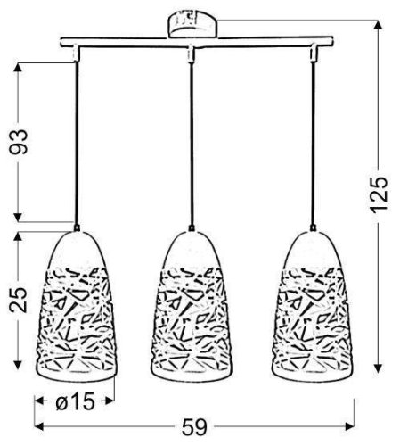 Závěsná lampa bílá 3xE27 59cm SABRIN