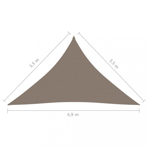 Stínící plachta trojúhelníková 3,5 x 3,5 x 4,9 m oxfordská látka Dekorhome - BAREVNÁ VARIANTA: Šedohnědá taupe