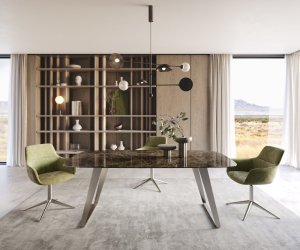 Jídelní stůl Edge oválný 200x100 keramika Laminam® Emperador Extra