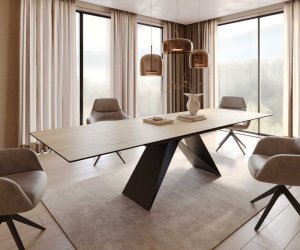 Jedálenský stôl Edge 200-300x100 keramický Laminam® Sabbia vo farbe