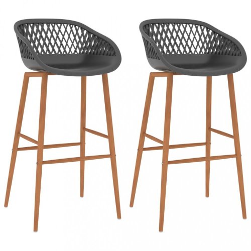 Barové židle 2 ks plast / kov Dekorhome - BAREVNÁ VARIANTA: Hnědá / šedá
