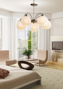 Závesná stropná lampa 5X60W E27 saténová TOBAGO