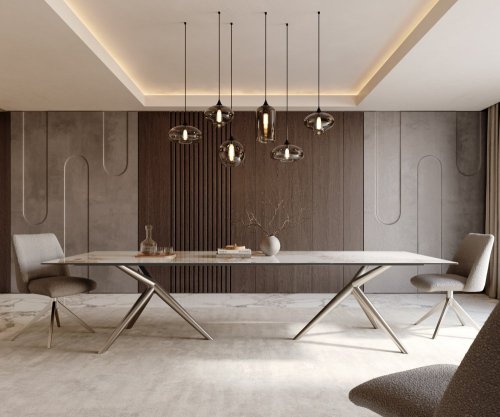 Jídelní stůl Edge 300x100 keramický Minas Melange bílo-béžový Estelar