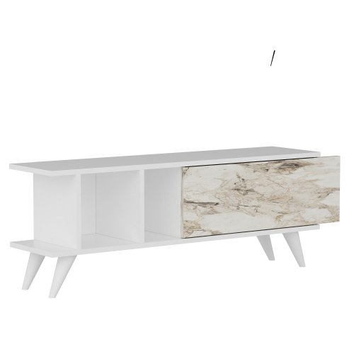 TV stolek Liberty - White, Marble