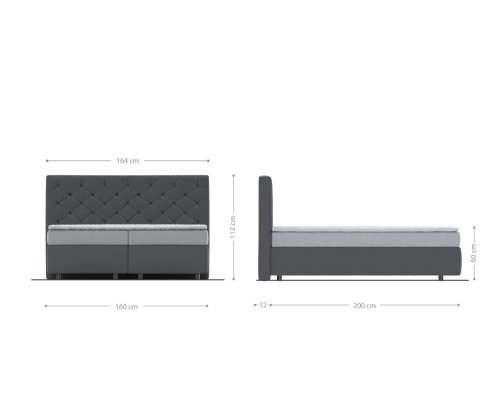 Boxspring postel Dream-Great 160x200 cm mikrovlákno antracitová