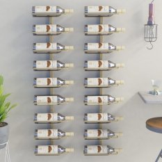Nástěnný stojan na víno na 18 lahví 2 ks Dekorhome