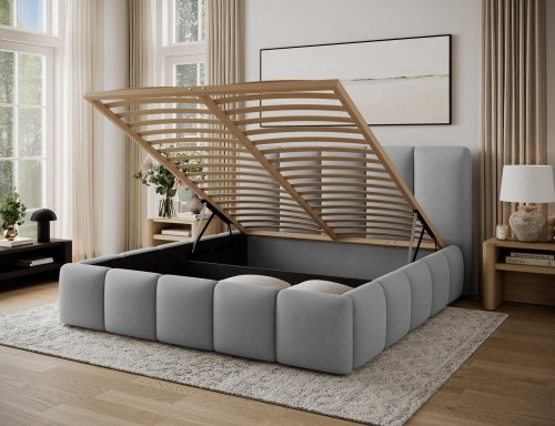 Posteľ Edvige + Drevený rám + Štandardný zdvih + kontajner 160x200