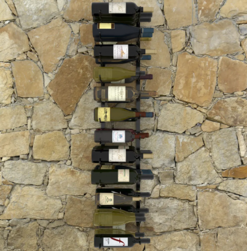 Nástěnný stojan na víno na 36 lahví černá Dekorhome - staženo z prodeje