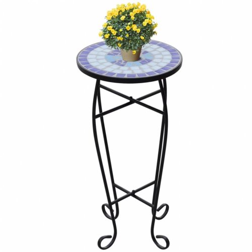 Mozaikový stolek na květiny keramika Dekorhome - BAREVNÁ VARIANTA: Modrá